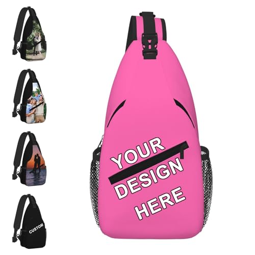 Custom Crossbody Bags for Women Men Sling Bag Bakpack Personalized Chest Bags Customize Travel Backpacks Hot-Pink