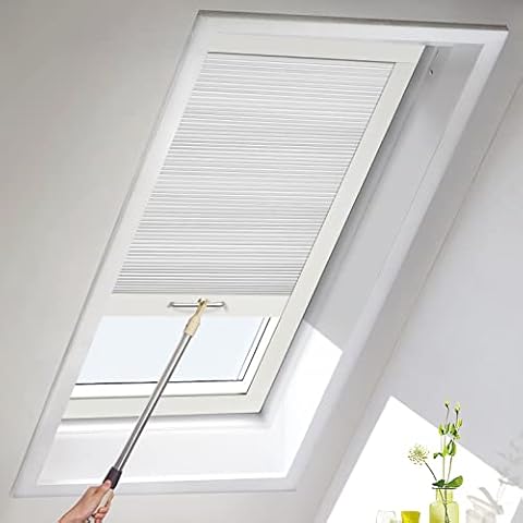 MiLin Blinds for Windows, Skylight Blinds & Shades, Window Shades, Cordless Cellular Shades Suitable for Roof Inclined Plane Room Windows - Custom Cut to Size, 100% Blackout White Cover