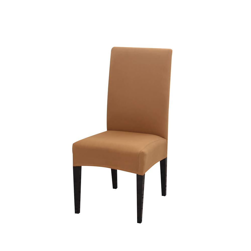 Chickwin Chair Covers for Dining Chair 2/4/6/10PCS, Gray High Back Stretch Chair Cover for Hotel Dining Room Party Spandex Removable Washable Chair Cover Slipcovers (2 PCS,Camel)