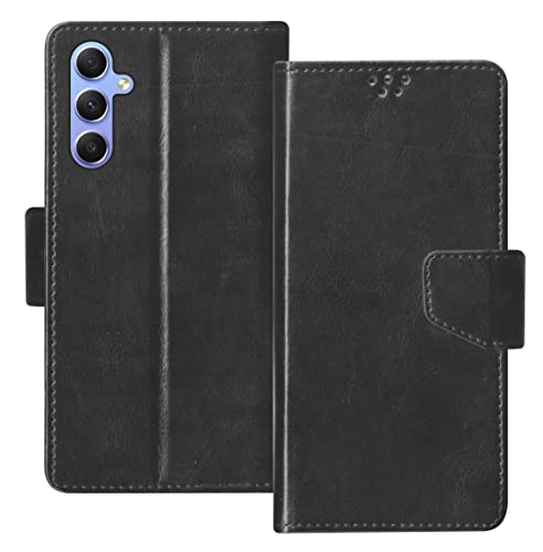 SBMS Flip Cover for Samsung Galaxy F15 5G / M15 5G Back Cover Case with Magnatic Closure | Inbuilt Stand | Card & Money Pocket (Black)