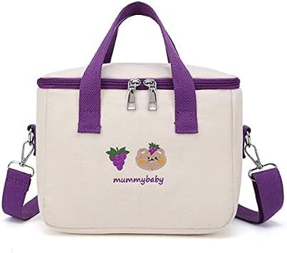 DYJAGYO Cartoon Bear Warming Mummy Bag,Large Capacity Cute Lunch Box,Multifunctional Outgoing Storage Bag Purple