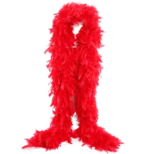 THARAHT Red Turkey Feather Boa 2 Yards 38g for DIY Craft Home Dancing Wedding Party Halloween Costume Decoration Feather Boa