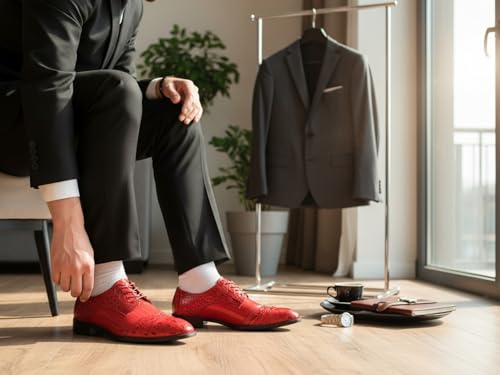 Image of Metrocharm Men's Formal Fashion Tuxedo Wedding Lace Up Cap Toe Dress Shoe croco-04