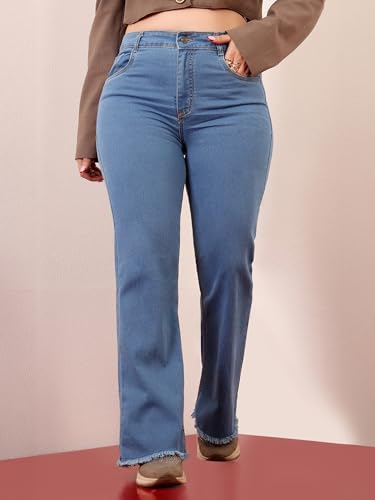 Image of Miss Chase A+ Women's Bootcut High Rise Regular Length Stretchable Denim Jeans