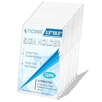 TICONN Acrylic Sign Holder, L Shape Clear Sign Stand for Displaying, Plastic Paper Holder for Office, Store, Restaurant