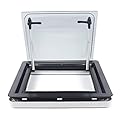 BJTDLLX RV Window, 450 * 500mm RV Exit Window Camper Windows Replacement, RV Caravan External Push Window Top Hinged Push-Out Window Ventilation Hatch for Ventilation, Light-transmitting and Shading