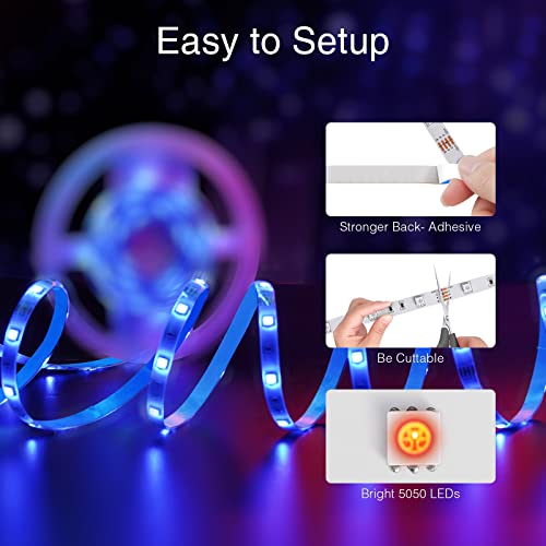 Image of Led Lights for Bedroom 100ft Music Sync Color Changing Strip Lights with Remote and App Double Control RGB Led Strip Light, for Room Home Brithday Party Decoration