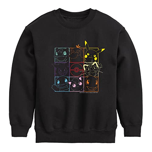 HYBRID APPAREL - Pokémon - Grid - Youth Crewneck Fleece Sweatshirt - Size Medium Black