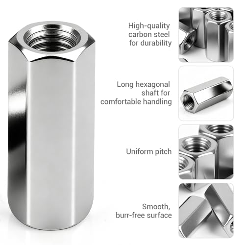 Miniatura 5 de Qjuwhua Tuerca Larga M5 X 16 Mm, Tuercas De Conexión, 10 Unidades, Casquillos Roscados, Acero Galvanizado, Manguitos Roscados Hexagonales, Manguitos Espaciadores, Tuercas De Extensión Para
