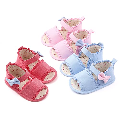 Newborn Infant Girls Open Toe Sandals Summer Sneakers Cute Colorful Bow Casual Sticky Straps Walking Shoes 20252