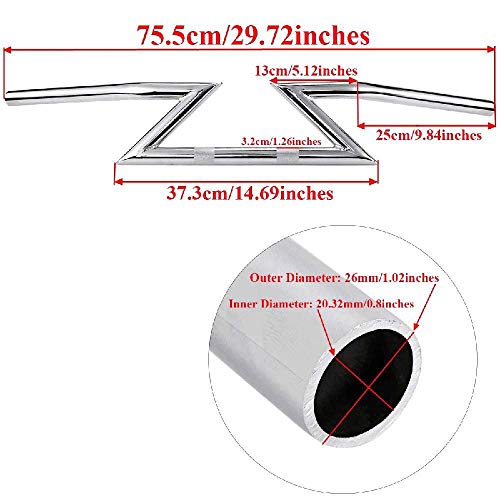 Ironwalls 1" Motorcycle Handlebar Z Drag Bar Chrome For Yamaha Suzuki Honda Kawasaki Harley Chopper Bobber #TOP5