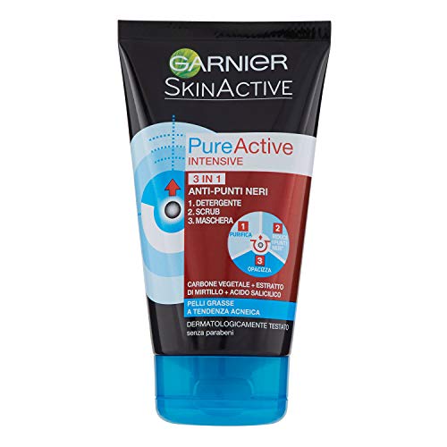 Garnier Skinactive Pureactive Gel Limpiador y Exfoliante Facial Carbón 3 en 1 - 150 ml