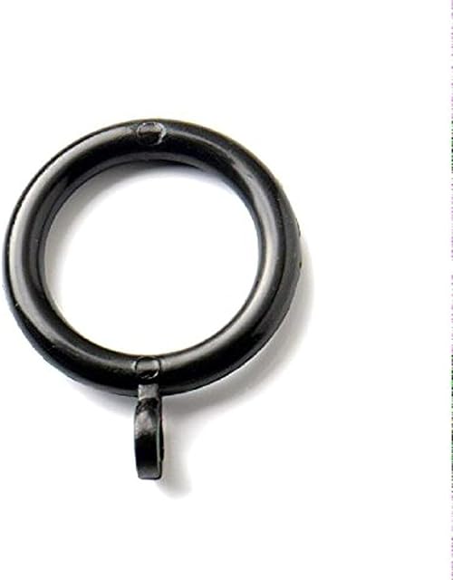Merriway BH03244 (24 Pcs) Plastic Curtain Drapery Pole Rod Rings with Fixed Eye, Inner Diameter 28mm (1.1/4 inch) Outer Diameter 40mm (1.1/2 inch) Black - Pack of 24 Pieces