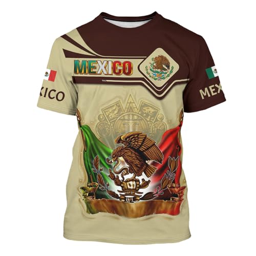 FAYBA Aztec Mexican Shirts Short Sleeves Summer Mexico Shirt Mexico Jersey Unisex 3D Shirts
