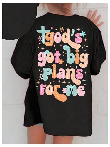 SHENHE Girl's Summer Graphic Slogan Cross Print Christian Shirt Short Sleeve Tee Top3