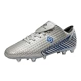 DREAM PAIRS Men's Mega-2 Firm Ground Soccer Cleats Shoes, Light Grey Black Royal, Size 10.5