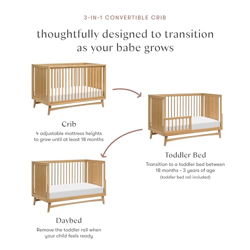 Image of Babyletto Peggy 3-in-1 Convertible Crib with Toddler Bed Conversion Kit in Honey, Greenguard Gold Certified