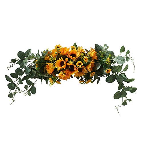 H&S BRIDAL Wedding Arch Flowers, 30 Inch Rustic Artificial Floral Swag for Door Lintel, Green Leaves Rose Peony Sunflowers Table Centerpieces Home Decoration