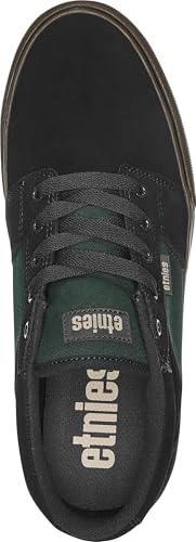 Image of Etnies Barge LS - Classic Skate Look, Slim Vulcanized Silhoutte, Hefty Armored Collar, Reinforced Vulc - Black /Brown /Green - 7.5