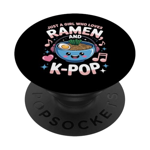 Ramen KPOP Solo Una Chica Que Ama Ramen Y K-Pop Pop Chica PopSockets PopGrip Adhesivo