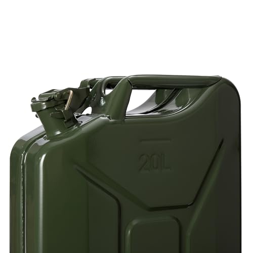 Image of Oxid7 Metal Petrol Can 20L, UN Approved, Fuel Canister for Petrol, Diesel & Bio-Ethanol Workmanship, Olive Green