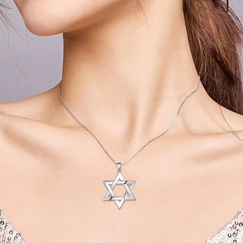 Jewmon 925 Sterling Silver Star of David Necklace for Women Mens Magen David Pendant Necklace Jewish Star Charm Necklace Gothic Isael Protection Jewelry2