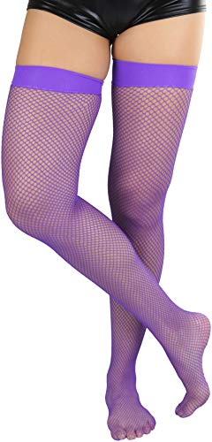 Image of ToBeInStyle Women's Sexy Nylon Versatile Fine Fishnet Thigh High Stockings w /Opaque Band