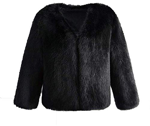 Coat Abrigo de Piel de Zorro sintético para Mujer, Color Rosa - - Medium