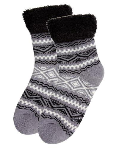 MeMoi Women's Aztec Fair Isle Plush Cabin Socks3