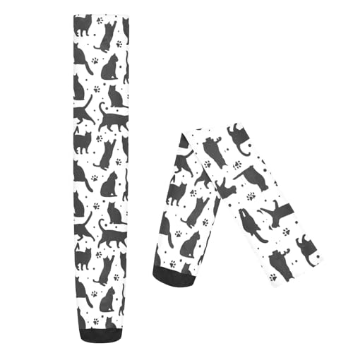 Black Cats and Paws Thigh High Socks Long Boot Stockings Elastic Knee High Socks for Women Leg Warmers2