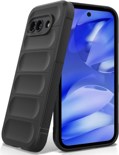 Image of ShieldTech AirGuard Series Back Cover Case for Google Pixel 9a | Microfiber Lining | Airbag Cushion Drop Protection | Shockproof Silicone Back Cover Case | Anti Slip Grip - Black for Google Pixel 9a