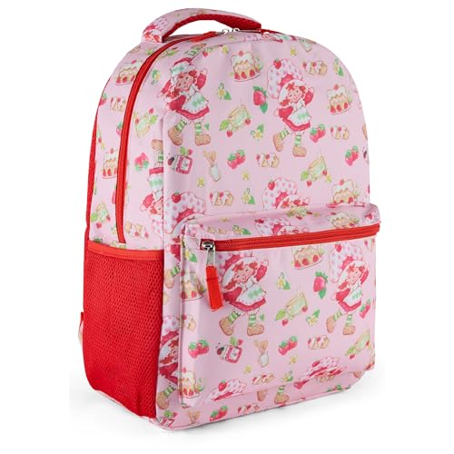 Strawberry Shortcake Allover Design Backpack, Blueberry Muffin, Durable and Stylish Backpack for School, Travel, or Everyday Use (Pink)