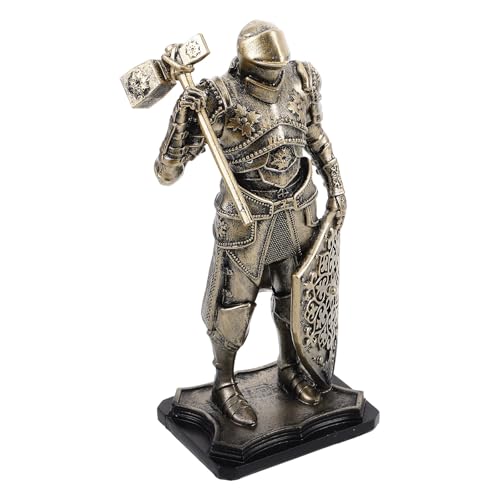 Statue chevalier vintage résine dorée SHINEOFI décorative pour salon