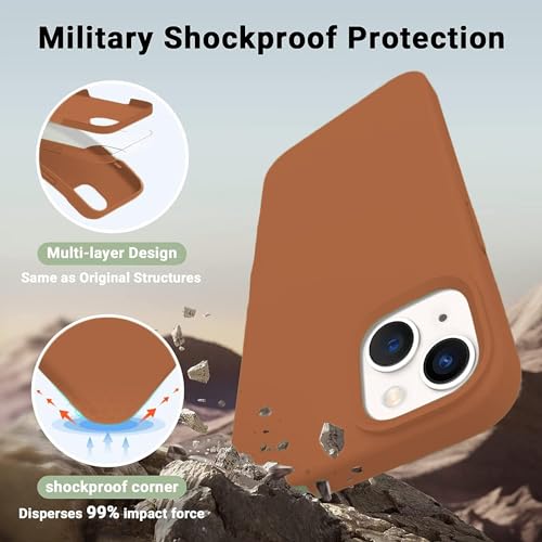Image of NAFS Silicone Case Compatible with iPhone 14 | Camera Protect Microfiber Lining Cover | Case Cover for iPhone 14 (Brown)