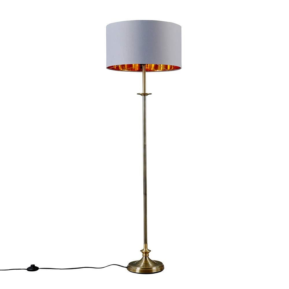 MiniSun | Traditional Style Antique Brass Sconce Floor Lamp with a Grey/Gold Drum Shade | Floor Lamps & Torchieres, Home Décor, Improvement & Lifestyle Essential