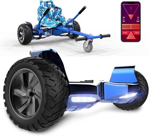 GeekMe Pack Hoverboard avec Hoverkart – Hoverboard 8,5 Pouces Tout-Terrain, Moteur Puissant, Haut-Parleur Bluetooth, Application Mobile