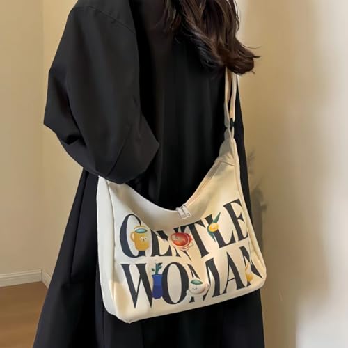 Gentle Woman Tote Bag Canvas Handbags Shoulder Bag with Adjustable Strap Zipper Compartment Office Travel Essentials3