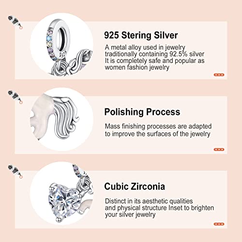 Annmors 925 Sterling Silver Charms Pink Unicorn With 5A Cubic Zirconia Fit European Bracelets Charms,Christmas Valentine Mother's Day Gift For Women Girls #TOP3