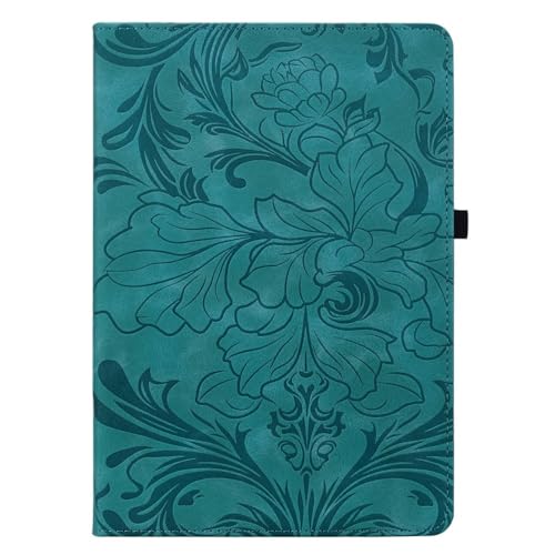 Protection Galaxy Tab A7 Lite anti-choc avec porte-carte vert motif floral