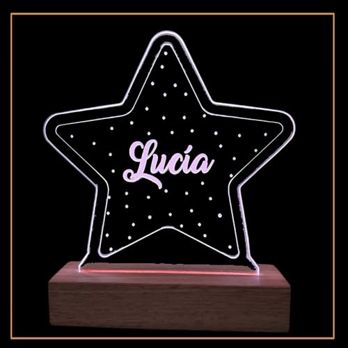 Genérico Lámpara estrella personalizada con nombre, luz quitamiedos, regalo original