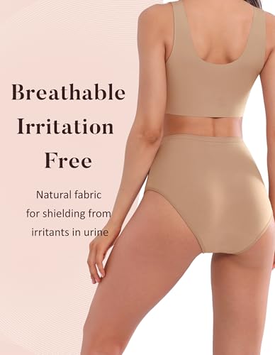 Image of AIRCUTE Washable Urinary Incontinence Protective Underwear for Women Leak Proof Absorbent Reusable Panties 60ML 1 Pack (Sandy, Large)
