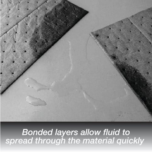 Image of LAUCO Heavyweight Universal Oil Absorbing Pads (Grey) 10 inch x13 inch - Pack of 100 Sheets - Automotive Absorbent Pads for Oils, Water, and Solvents (100 Sheets (1 Box))