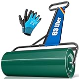 KESSER Rouleau à gazon en métal à remplir avec de l'eau ou du sable avec un volume de remplissage de 63 l et 99 cm de large   Rouleau de jardin avec gants   Rouleau manuel pour gazon agricole   Vert