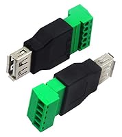 zdyCGTime USB 2.0 A Schraubklemmen-Block-Anschluss USB 2.0 A weiblich Stecker auf 5-polig weibliche Bolzenschrauben-Abschirmklemmen steckbar Typ Adapter Konverter 300 V 8 A (2 Stück) Female – Ansicht 5