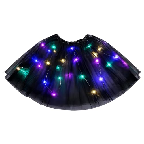Tutu Skirts LED Women Black- Tulle Skirt Light Up Layered Neon Tutu Skirt 80s Fancy Dress Classic Ballet Dance Skirt Girls Women Shinny Party Outfit Fancy Dress Halloween Christmas Carnival Party Cos