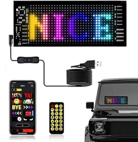 Image of Flexible LED Matrix Panel Display Sign, 7x3 Inches, IP65 Waterproof, App and Remote Control, for Cars, Home, Office, Shops