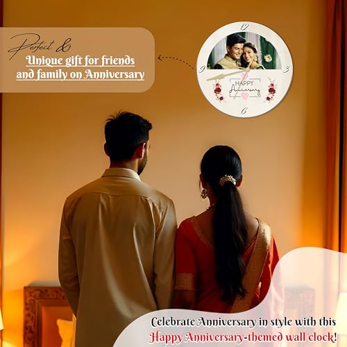 Image of SAVRI Analog Personalized Acrylic Round Wall Clock with Your Favorite Picture Printed on Watch & Best Wishes of Your Choice Written. Birthday,Wedding,Gifts for Special one. Size- 9x9 inch,White