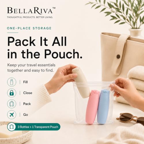 Image of Travel Bottles for Toiletries | Silicone Leakproof Refillable Squeeze Bottle Set | Travel Bottle Kit for Toiletry, Travel Kit, Travel Accessories for Shampoo, Lotion & Cosmetic (Set of 3)