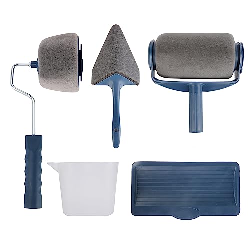 9pcs/Set Professional Paint Roller Set Yeelua Non Drip Painting Roller and Trays Sets for Walls and Ceilings Decking Paint Brush Long Handle Pro Clean Cut Paint Edger Paint Runner Pro Brush Kit
