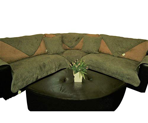 O'Fit Quilted Soft Micro Suede Custom Sectional Sofa Slipcovers Pad Furniture Protector Sold by Piece (35x70, SageGreen)